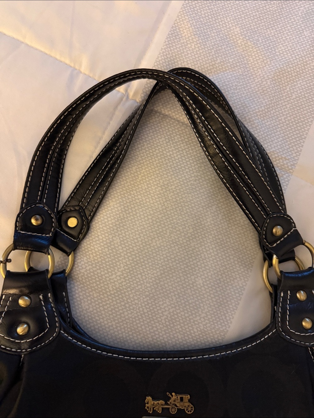 Coach Black Shoulder Bag with Gold Hardware and Contrast Stitching - Picture 11 of 11